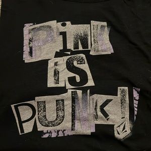 Pink is punk, black, super soft, cotton cropped T-shirt Volcom brand